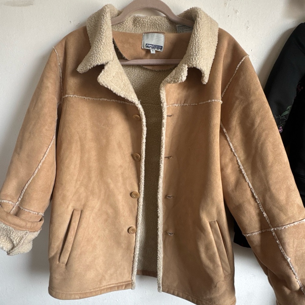 Point Zero Beige Suede Shearling Men’s Jacket